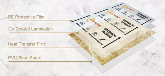 2 밀리미터 - 5 밀리미터 방수 내부 장식적 PVC 대리석 시트 UV 대리석 판넬