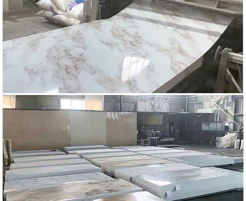 고급 높은 광택이 나는 1220x2440mm 3 밀리미터 PVC는 시트 내벽 장식에 대리석 무늬를 넣습니다