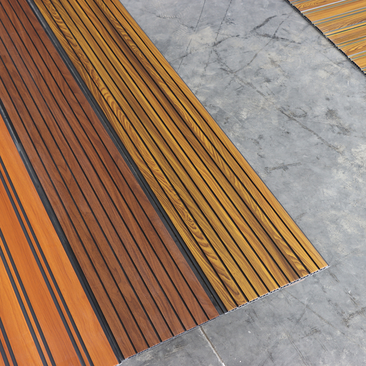 내부 벽용 나무 무늬 PVC 천장 패널, 타일 대체재로 비용 효율적인 벽 패널, 쉬운 유지 보수 벽판