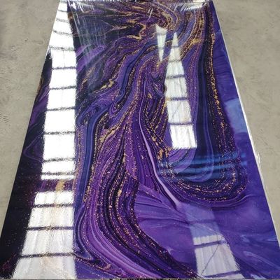 3D 프린팅 PVC 대리석 재질 시트 UV는 벽면 장식물을 위해 1220x2440 Mm에 대리석 무늬를 넣습니다